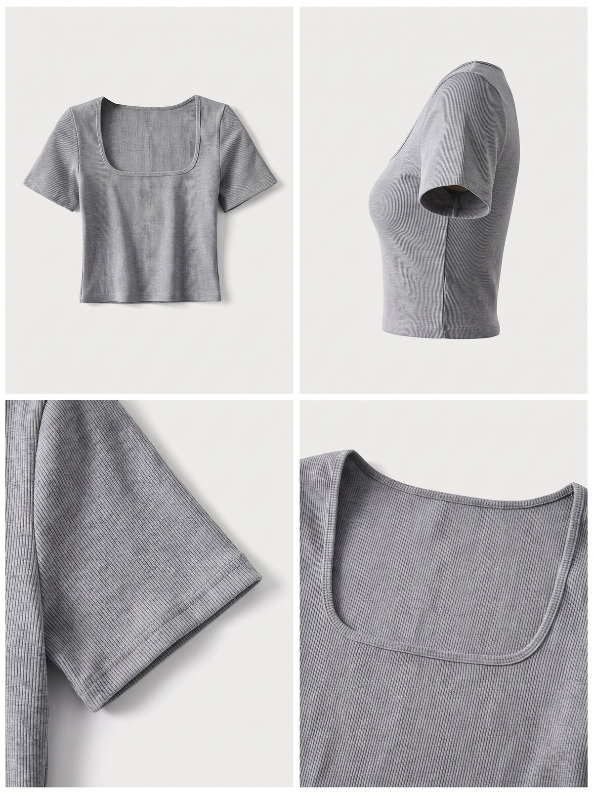 Top moldeador Cápsula gris oscuro, manga corta y cuello cuadrado