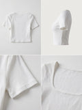 Top moldeador Cápsula blanco con cuello cuadrado y manga corta