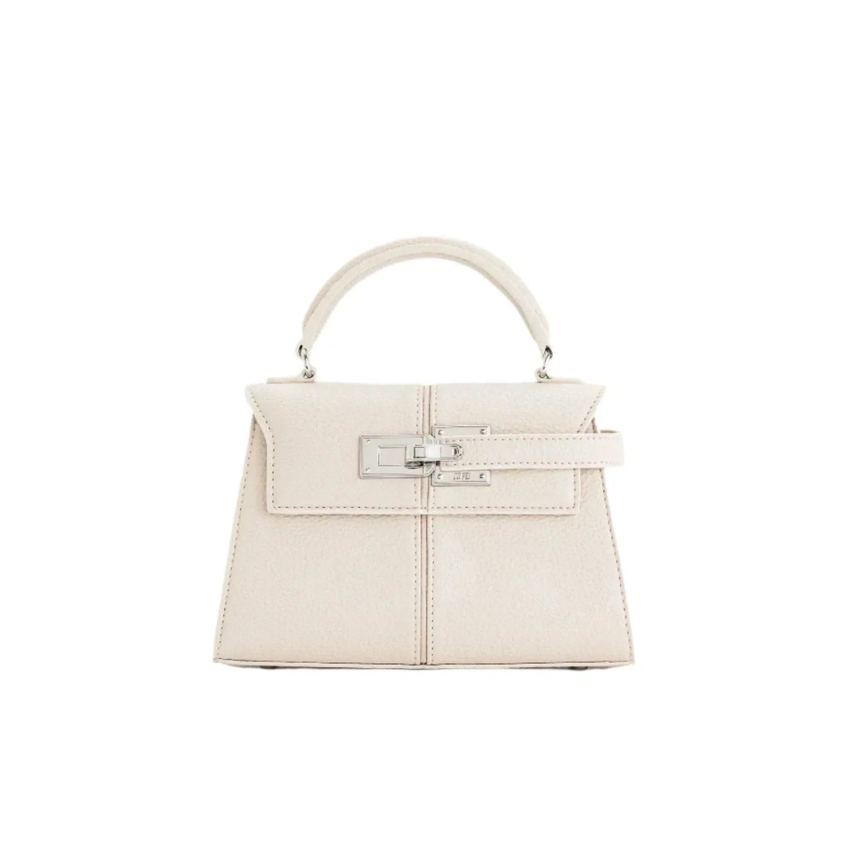 Bolso Ciela Spiral blanco con asa superior y solapa frontal con hebilla metálica