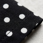 Tela de vestido negro con lunares blancos, detalle de tejido