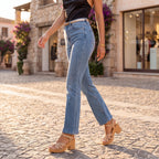 Sandalias Bianca camel con tiras cruzadas y tacón bajo tipo bloque