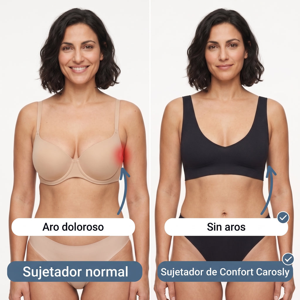 Sujetador nude y sujetador negro sin aros, con escote en pico