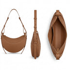 Bolso tipo hobo caramelo con asas largas y compartimento interior