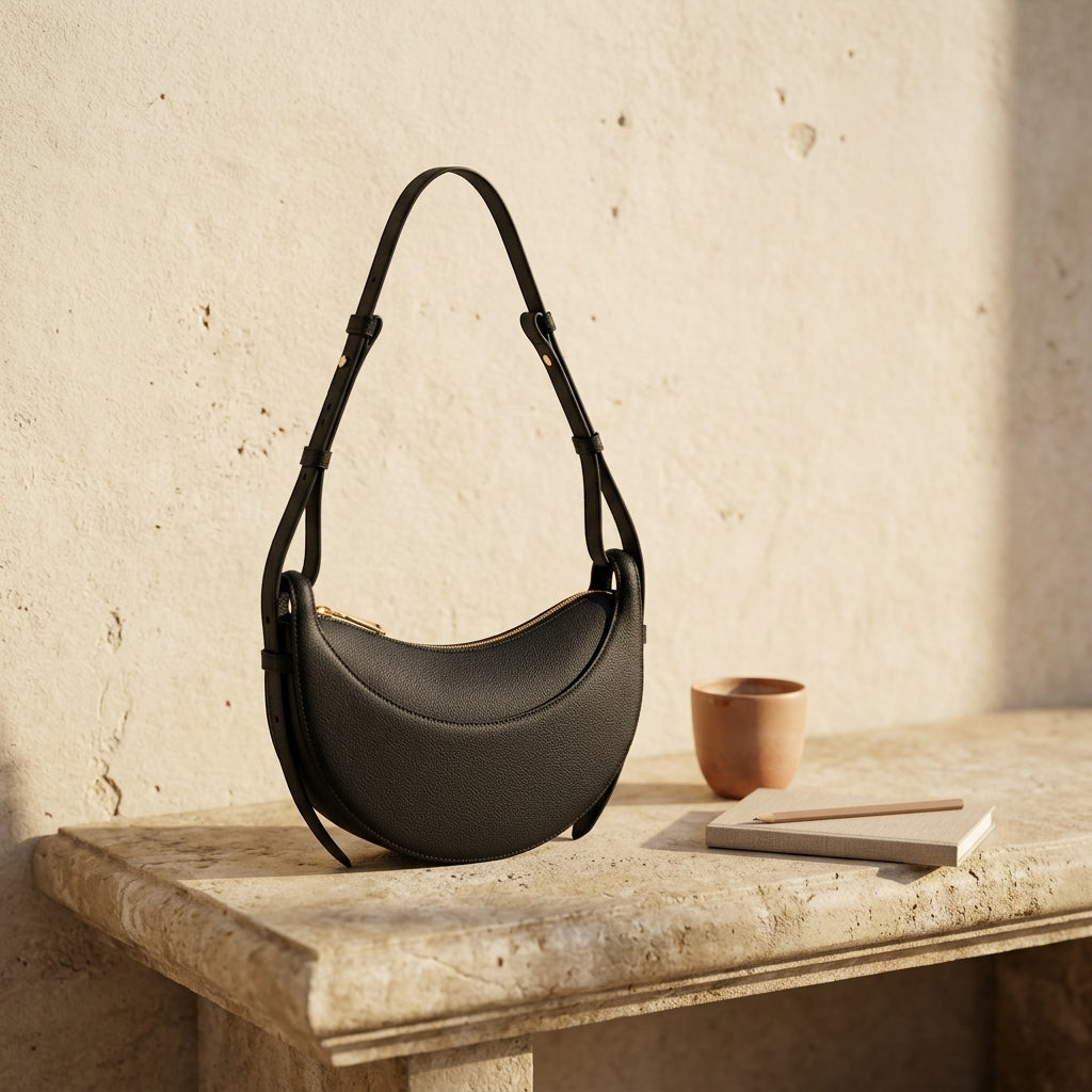 Bolso tipo hobo negro con doble asa y cierre superior