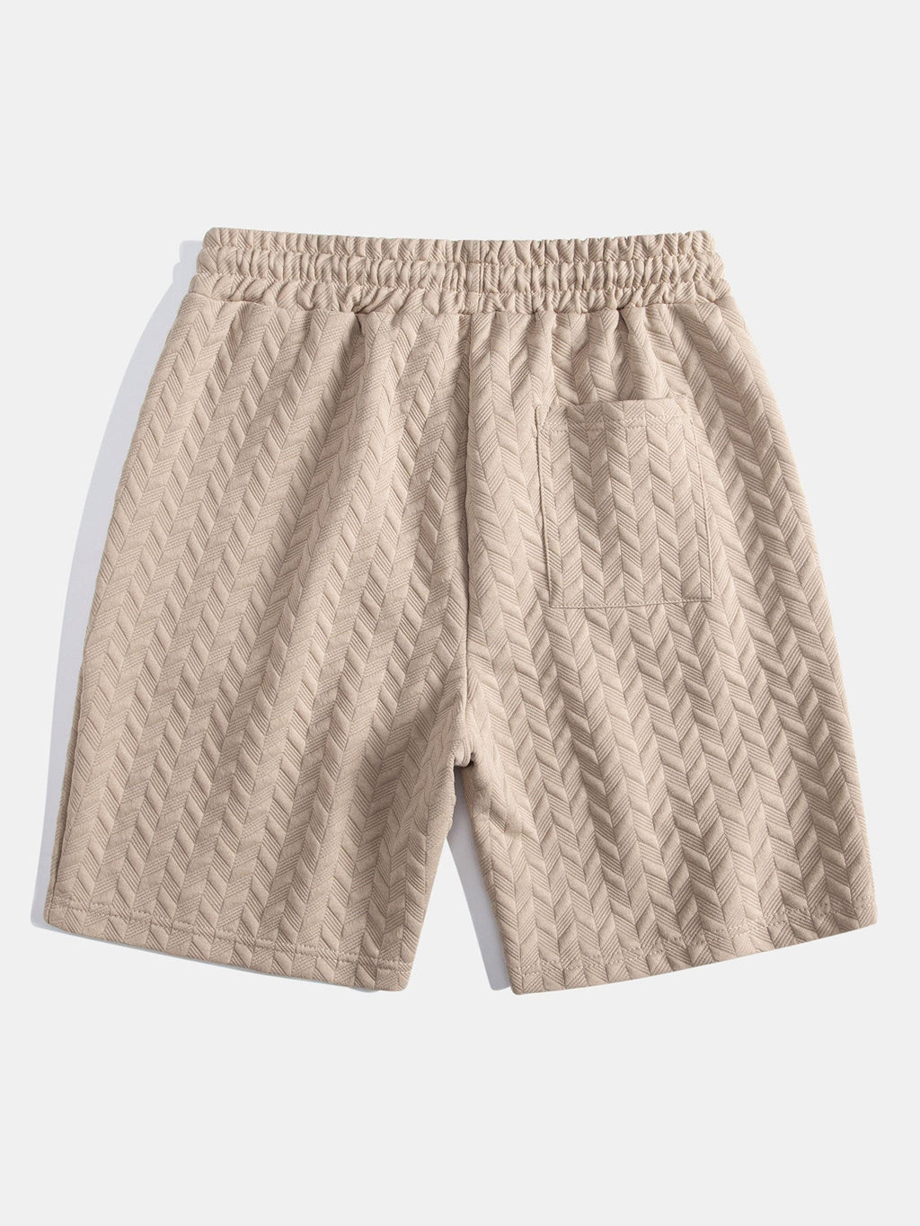 Pantalones cortos de jacquard geométrico beige con tiro recto y cordón