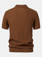 Polo Portofino café de manga corta, vista trasera con bajo y puños acanalados