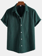 Camisa Portofino verde con rayas verticales y botones al frente