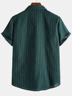 Camisa Portofino verde de manga corta con rayas verticales