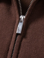 Cremallera metálica de polo Santorini color café con tejido de punto