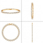 Pulsera de circonitas con cuentas y broche rectangular, acabado dorado
