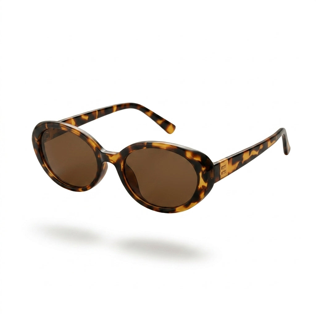 Gafas Aurora con montura carey y lentes marrones, patillas con detalle dorado