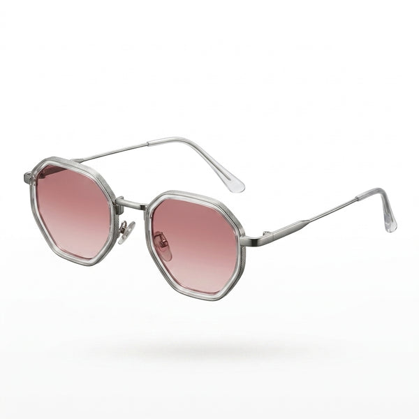 Gafas Siena Élite con montura metálica plateada y lentes rosa