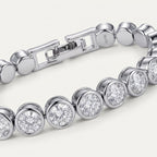 Pulsera de eslabones con circonitas, broche a presión plateado