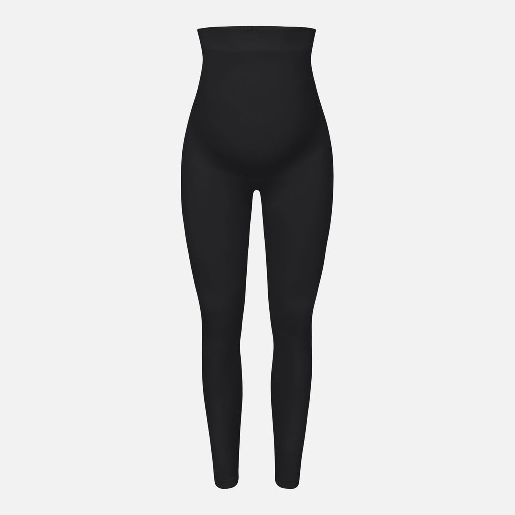Leggings de embarazo negros con panel elástico para el vientre
