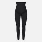 Leggings de embarazo negros con panel elástico para el vientre