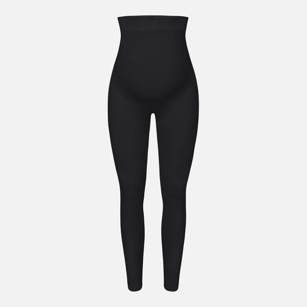 Leggings de embarazo negros con panel elástico para el vientre