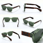 Gafas Vanguard Eclipse con montura verde y lentes verdes oscuras, varias vistas