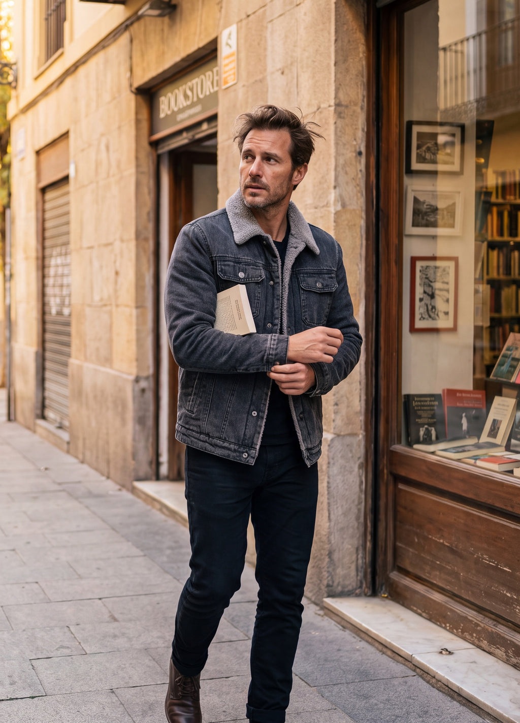 Cazadora denim Teddy Sierra con forro borreguito, chaqueta vaquera de manga larga