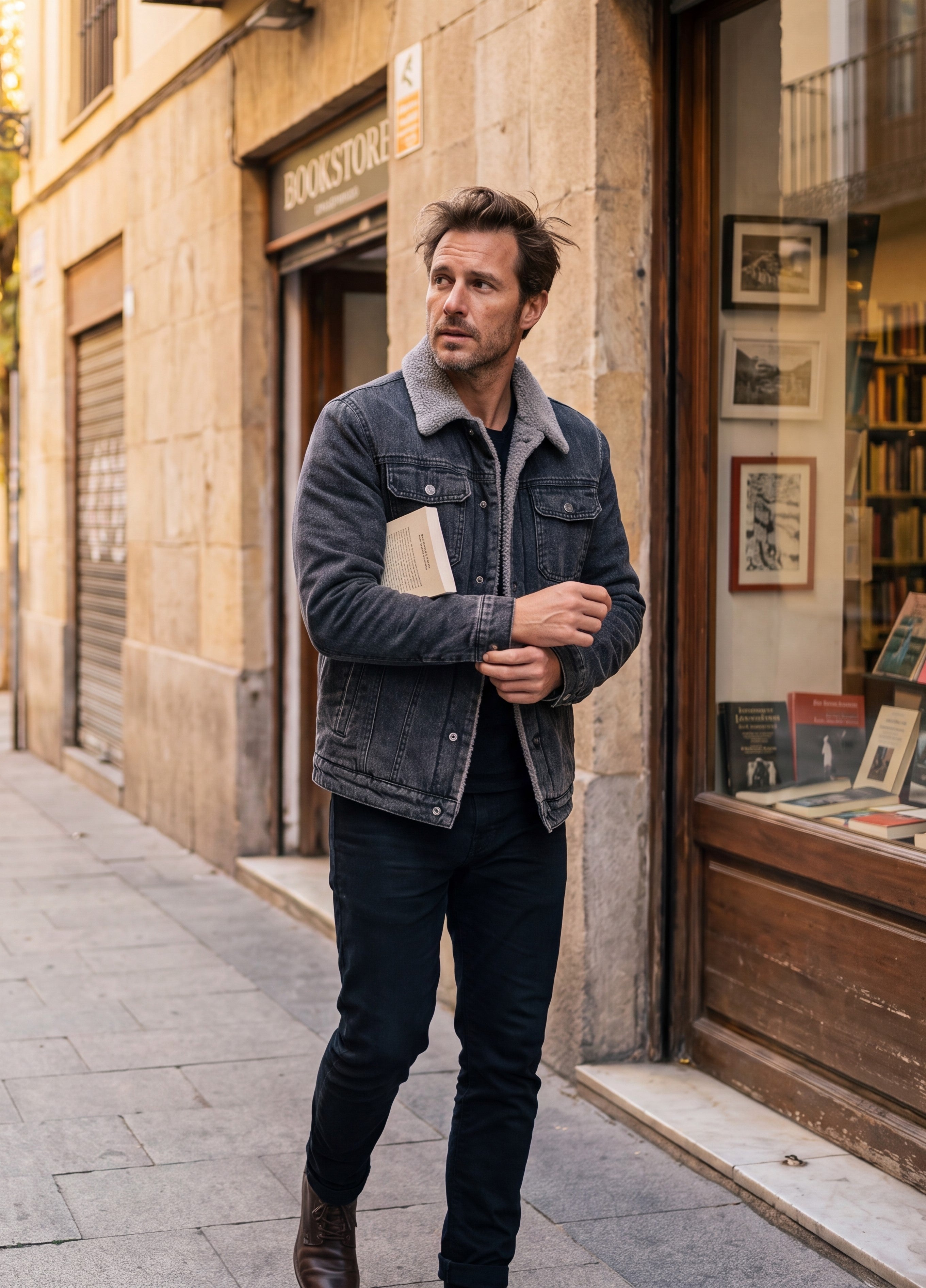 Cazadora denim Teddy Sierra con forro borreguito, chaqueta vaquera de manga larga