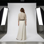 Falda recta H-Line blanca, tiro alto con cremallera lateral y corte A suave