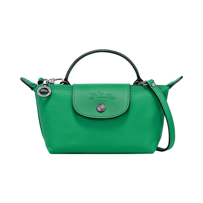 Mini bolso Longcham verde con solapa frontal y bandolera