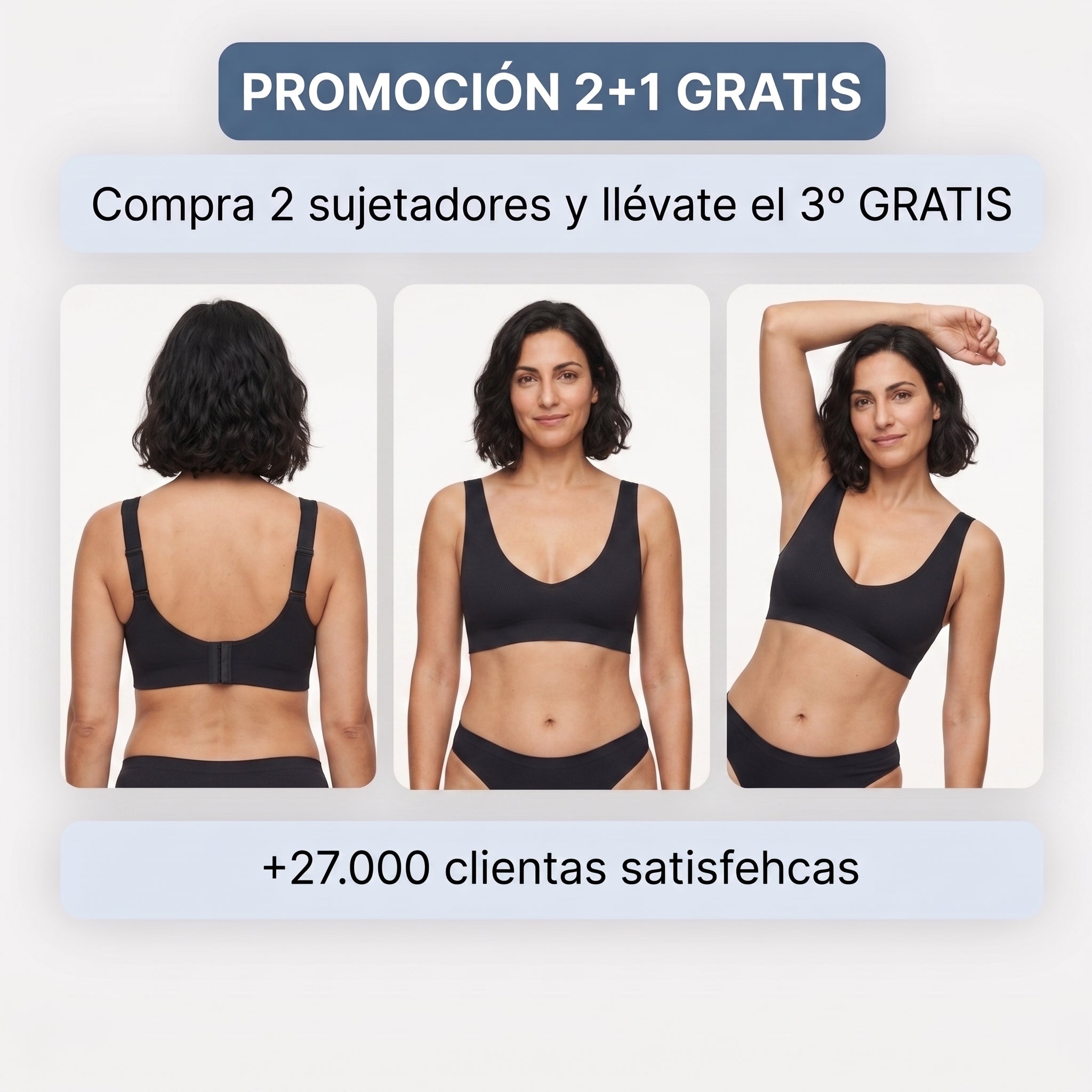 Sujetador negro sin costuras sin aros, de tirantes finos y escote en pico