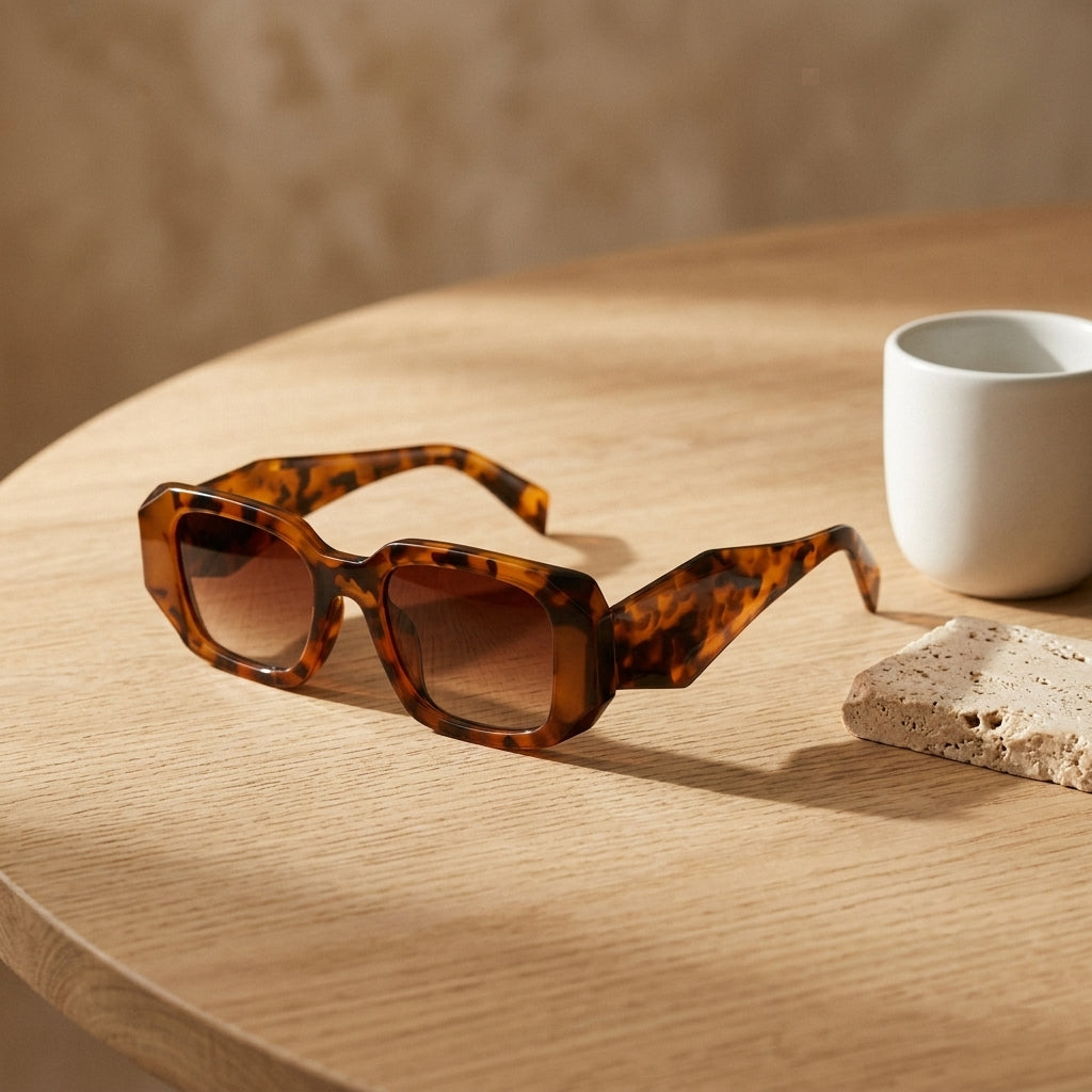 Gafas Ventura Terra carey con montura cuadrada y lentes ahumadas