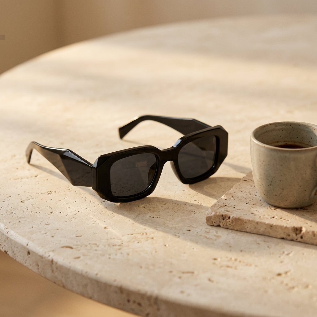 Gafas Ventura Terra negras de montura cuadrada con lentes oscuras