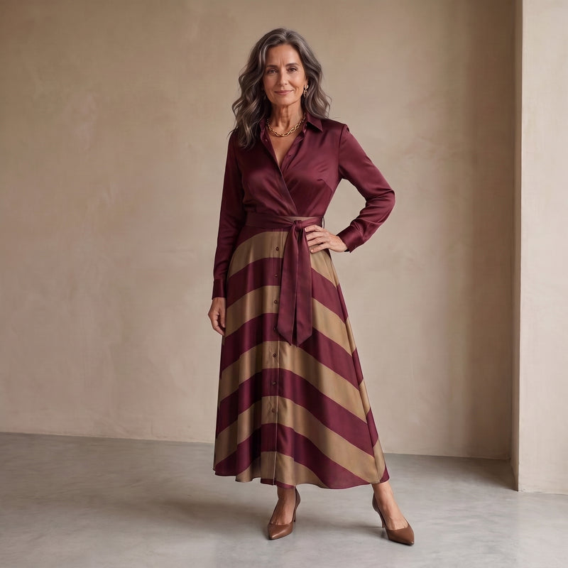 VICTORIA |  Vestido a rayas con cinturón