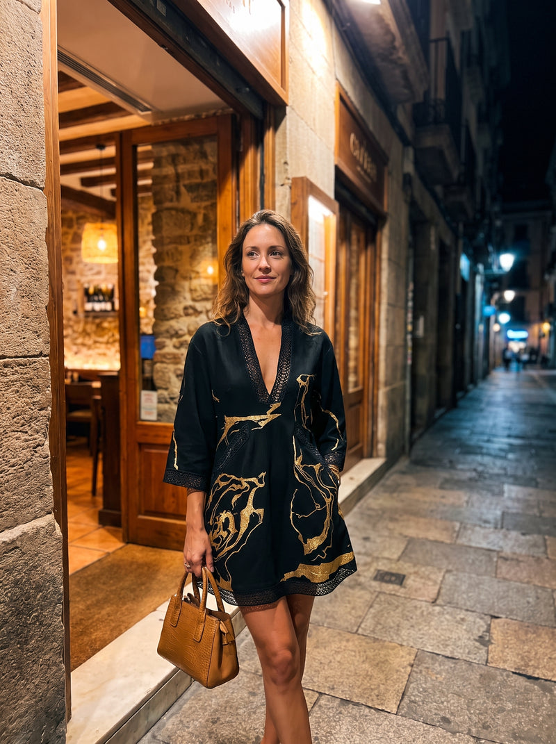 "@Amparo, usando el minivestido Donatella"