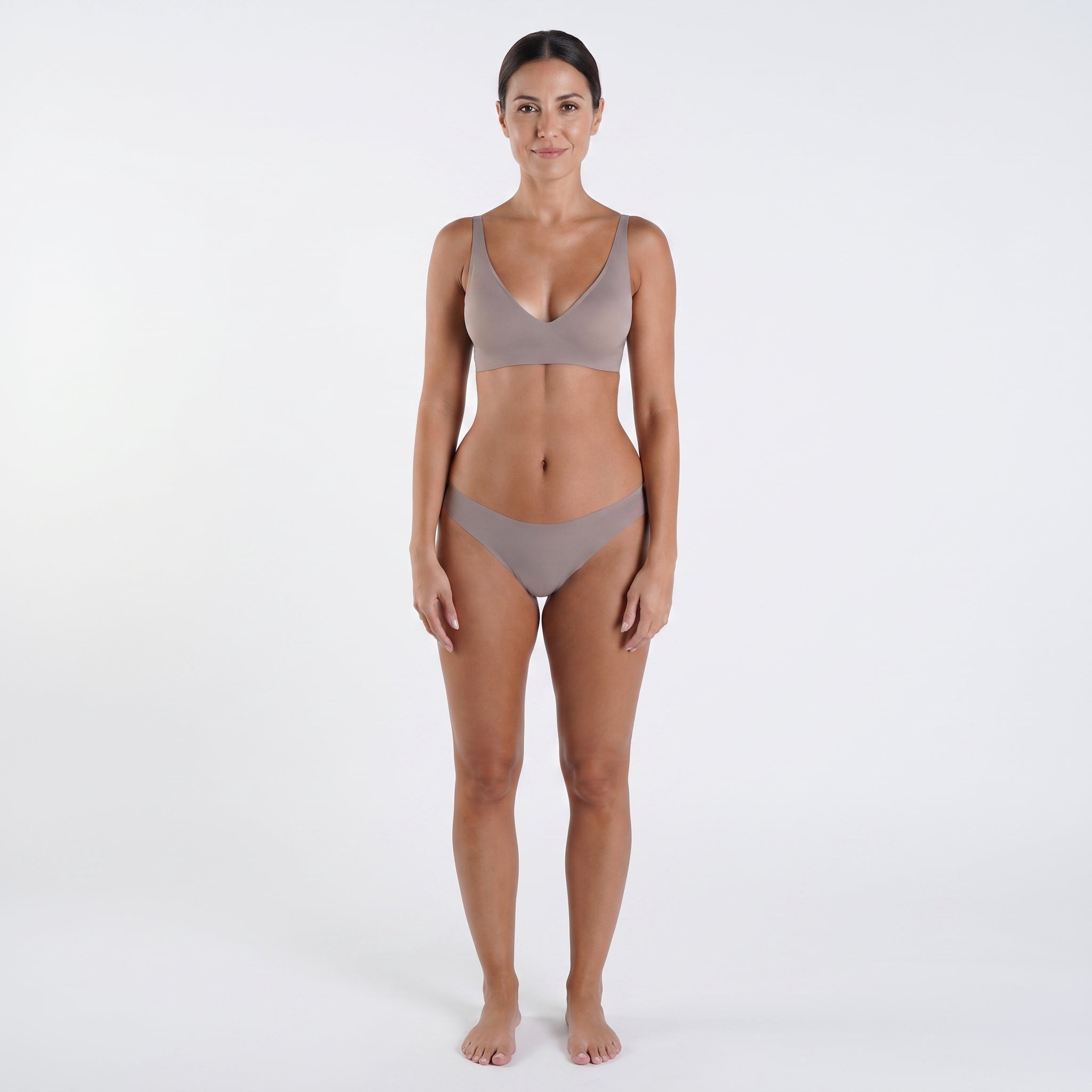 Pack de 2 tangas invisibles sin costuras color caqui, tiro medio y sin costuras