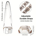 Bolso bandolera retro blanco con correa ajustable y doble compartimento con cremalleras