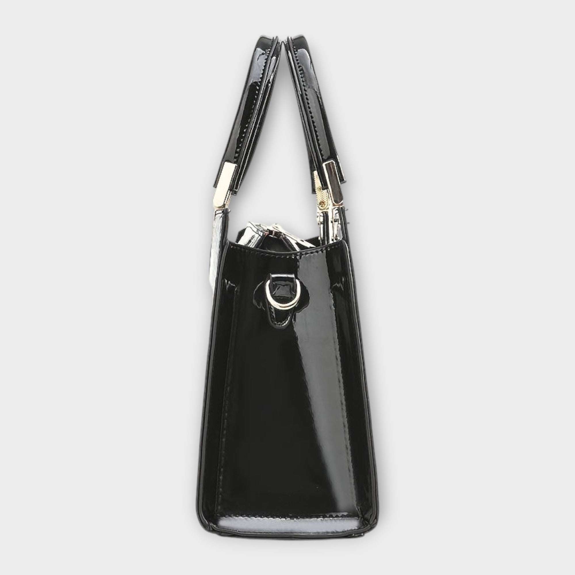 Bolso de piel efecto cocodrilo negro con asas dobles y compartimento frontal