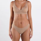Pack de 2 tangas sin costuras, color beige, tiro medio