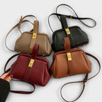 Set de bolsos de cuero en varios colores: camel, burdeos, marrón y negro