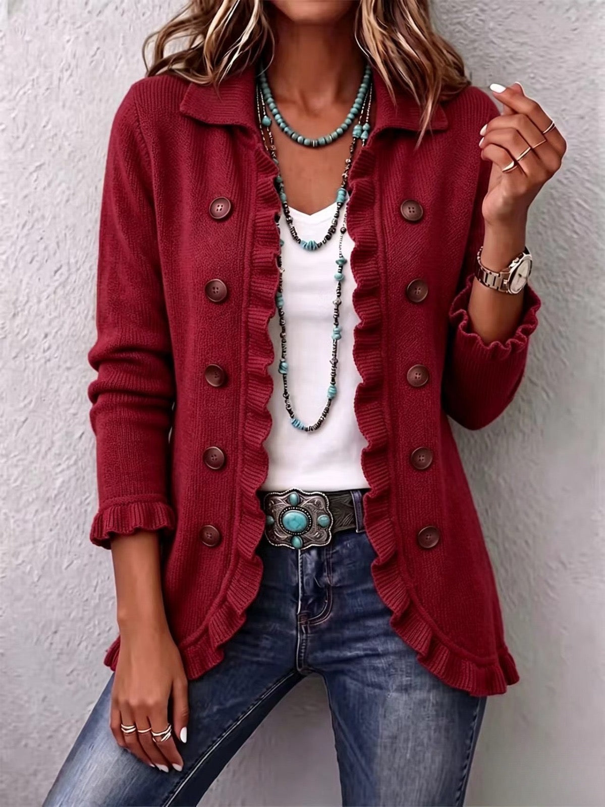 Alessandra | Chaqueta Boho-Chic con Bordado Floral y Volantes
