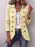 Ornella | Chaqueta de Punto Canalé Color Crema con Volantes