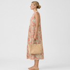 Vestido midi sin mangas estampado floral, espalda con abertura y falda vaporosa