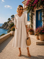 Vestido midi de mezcla de lino