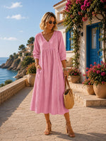 Vestido midi de mezcla de lino