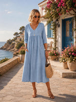 Vestido midi de mezcla de lino