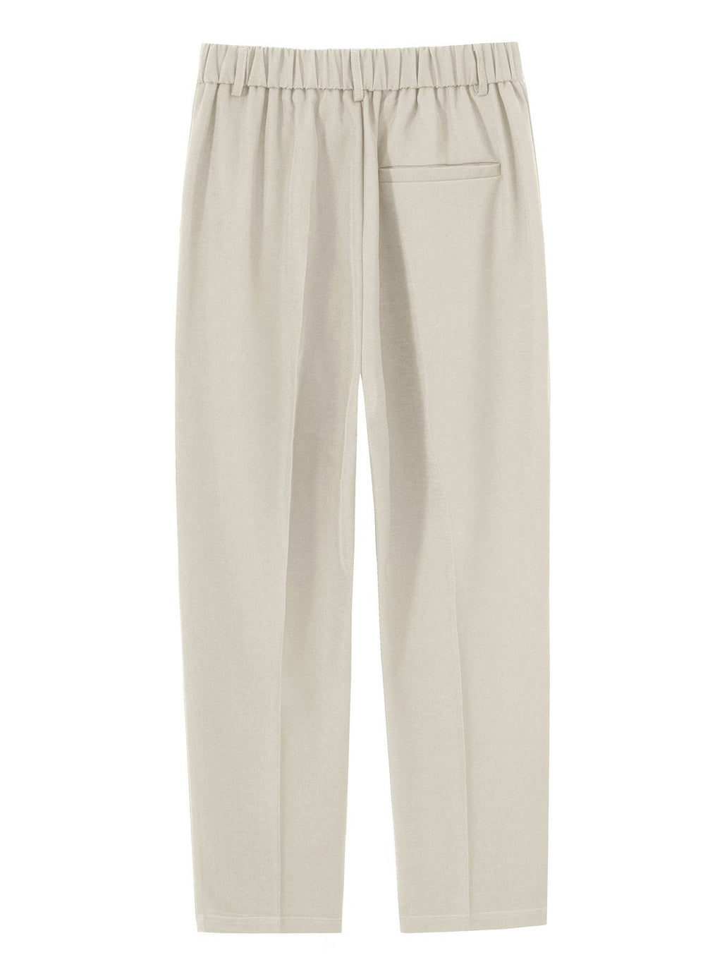 Pantalón recto relax beige con cintura elástica y dobladillo recto