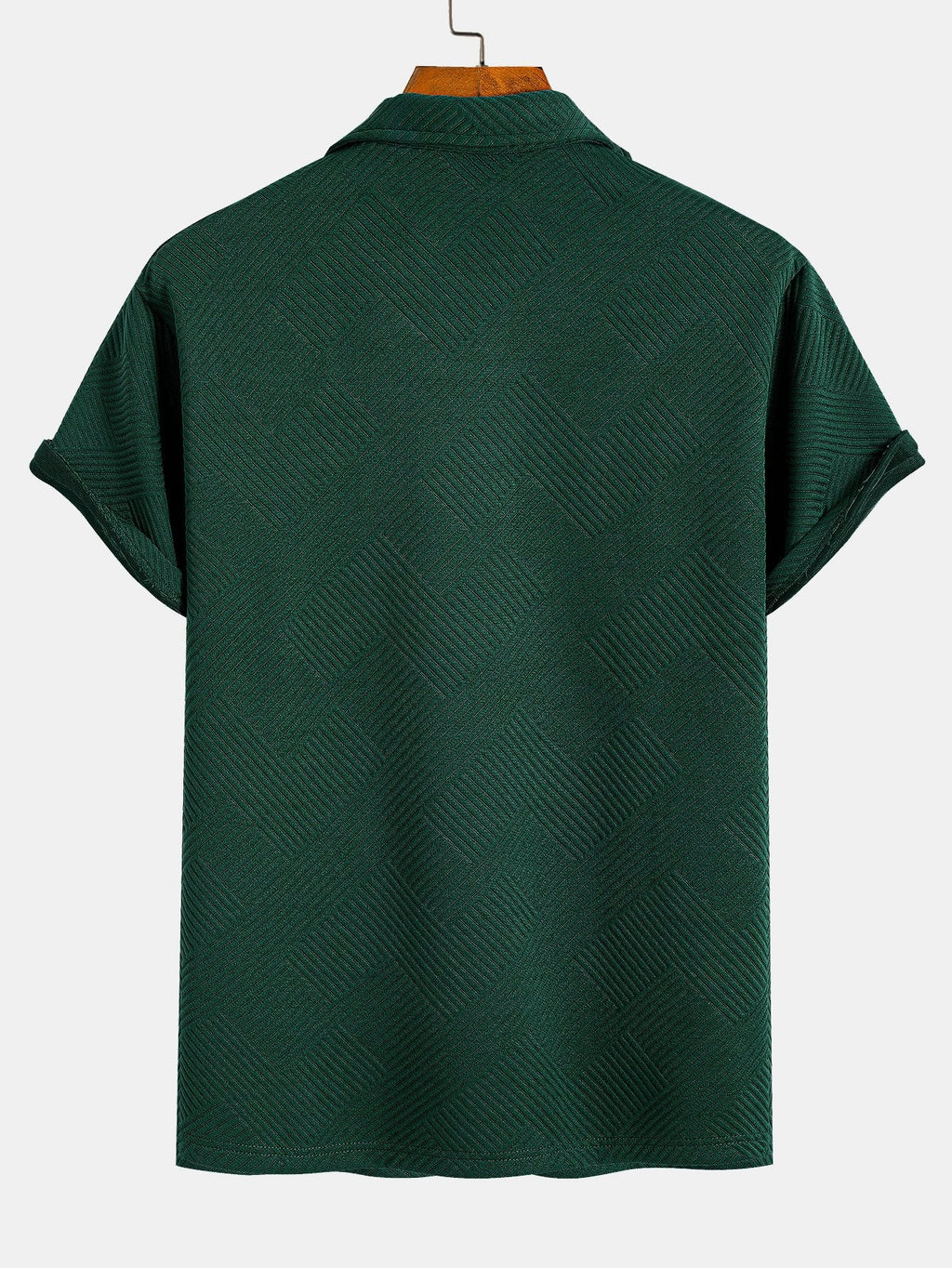 Polo con cremallera, espalda en jacquard a rayas, verde oscuro