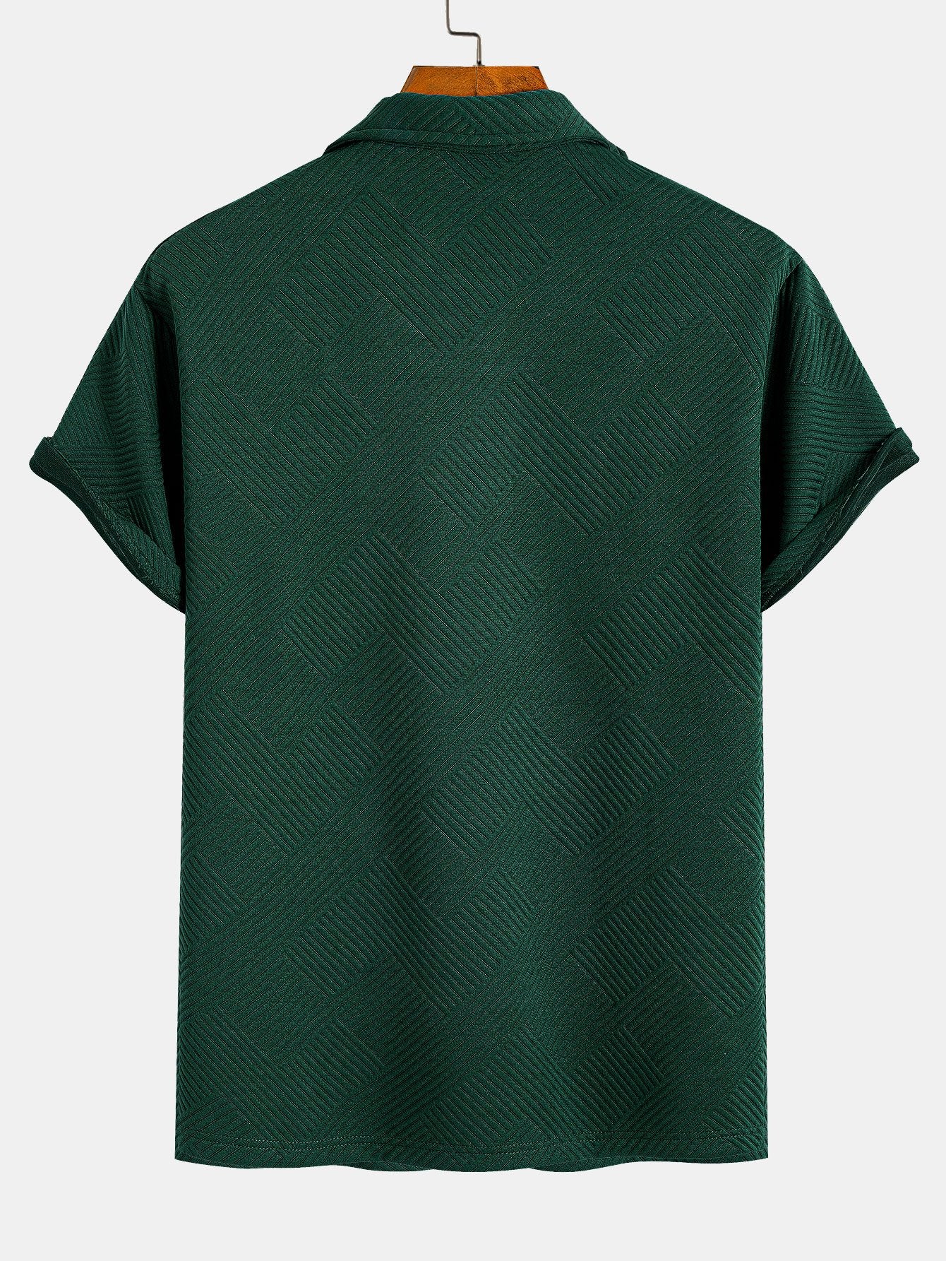 Polo con cremallera, espalda en jacquard a rayas, verde oscuro