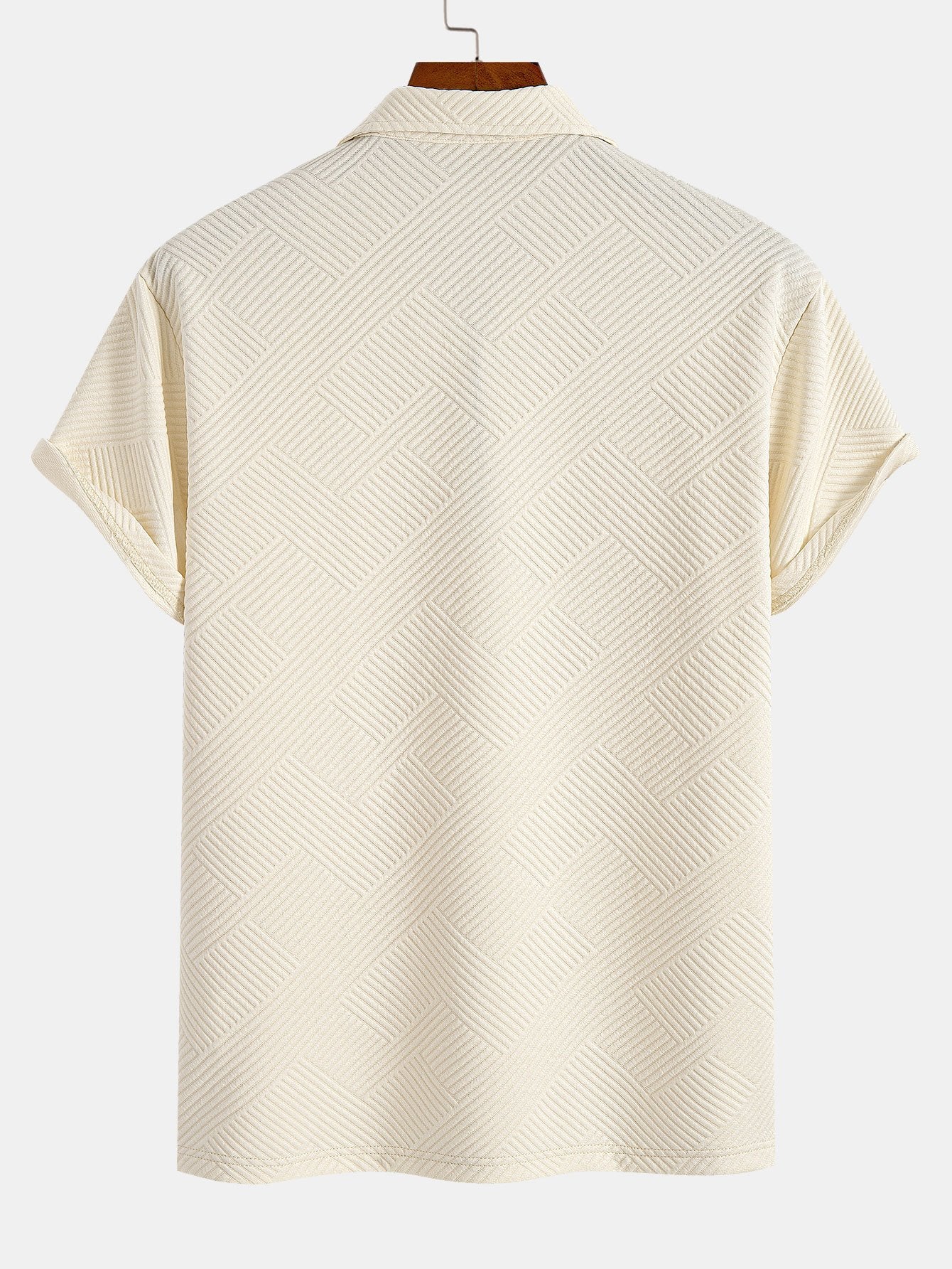 Polo con cremallera, espalda en jacquard a rayas, beige