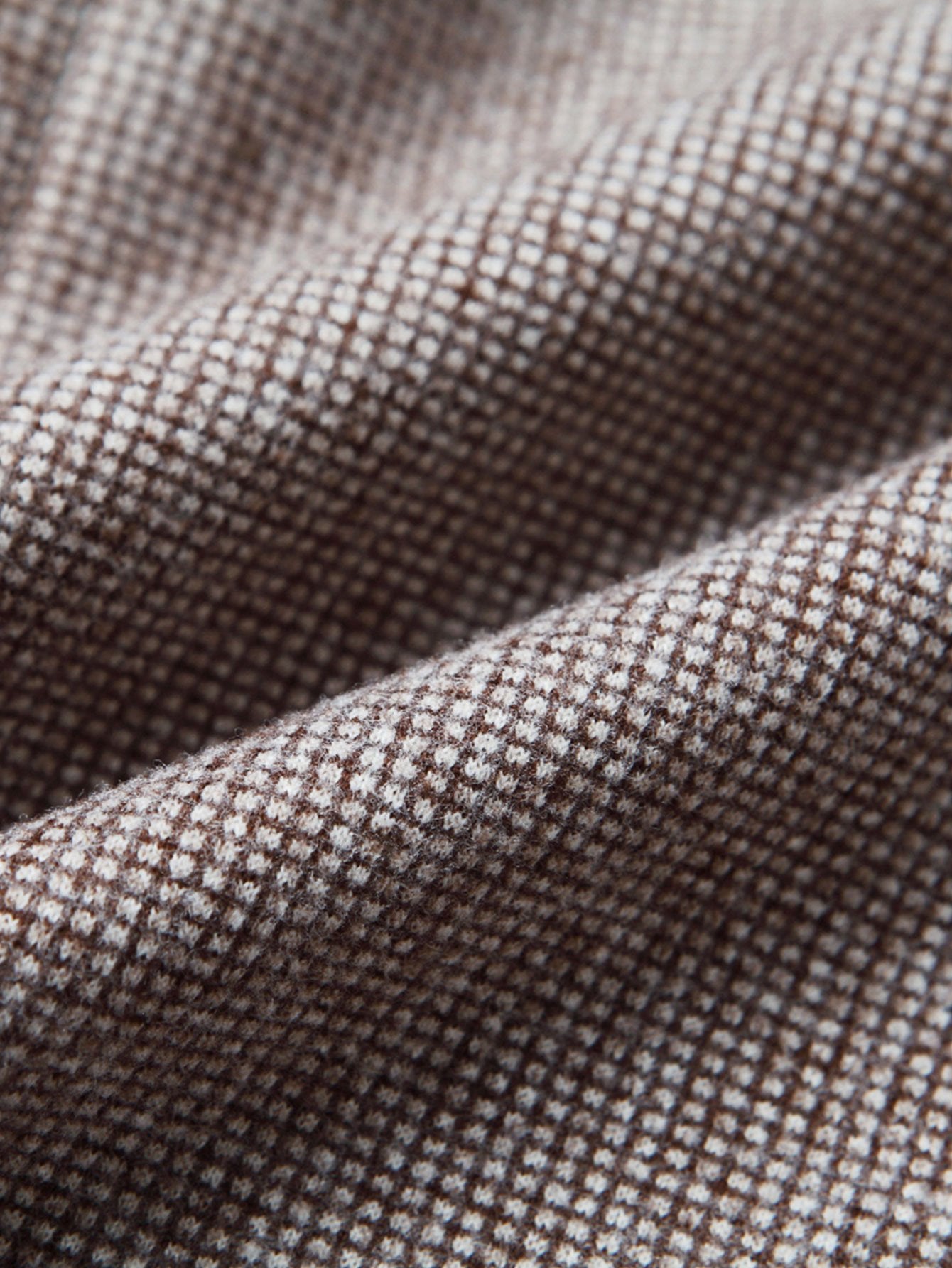Tela de blazer de cuadros príncipe, tonos marrón y gris, tejido texturizado