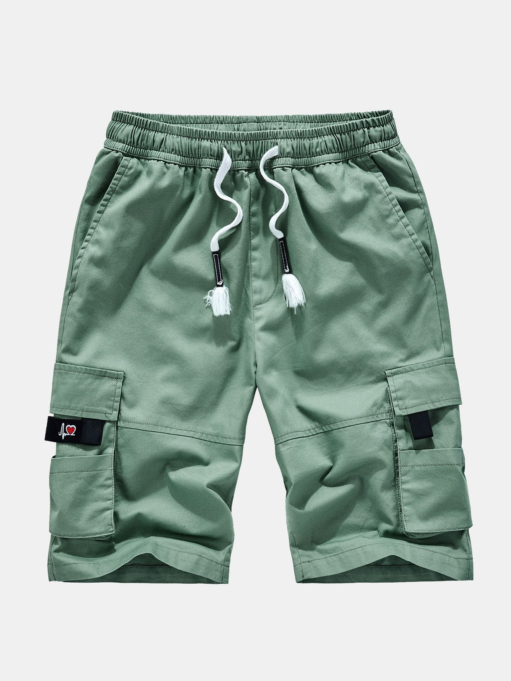 Pantalón corto Aspen verde con cordón blanco y bolsillos cargo laterales