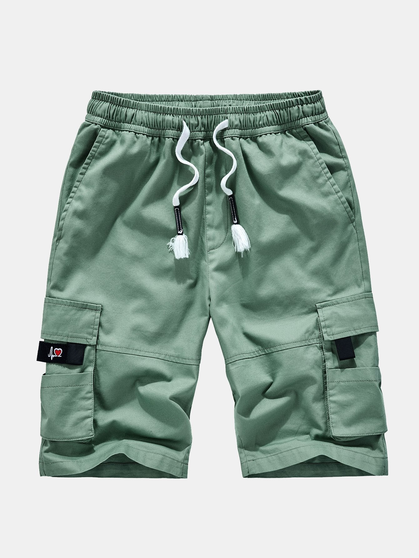 Pantalón corto Aspen verde con cordón blanco y bolsillos cargo laterales