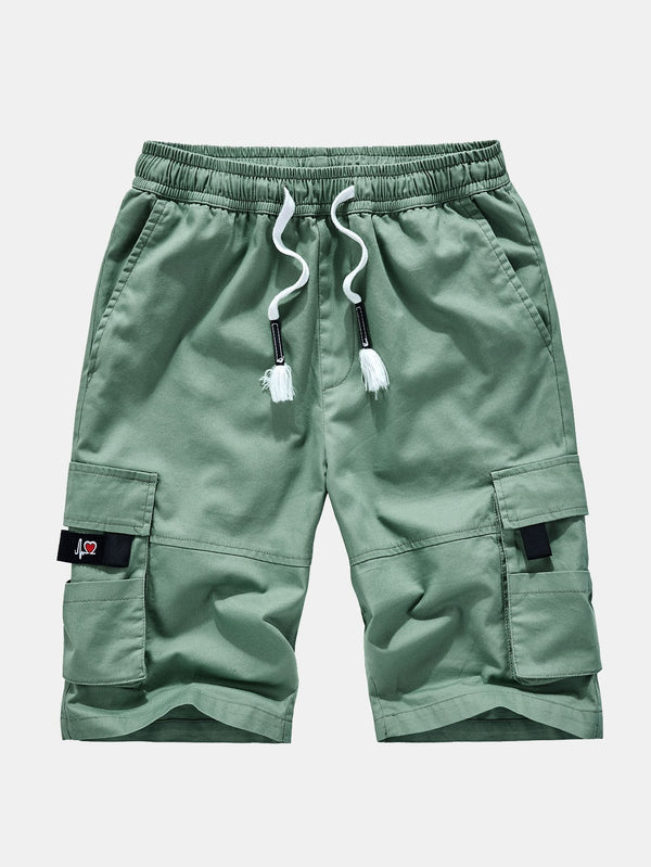 Pantalón corto Aspen verde con cordón blanco y bolsillos cargo laterales