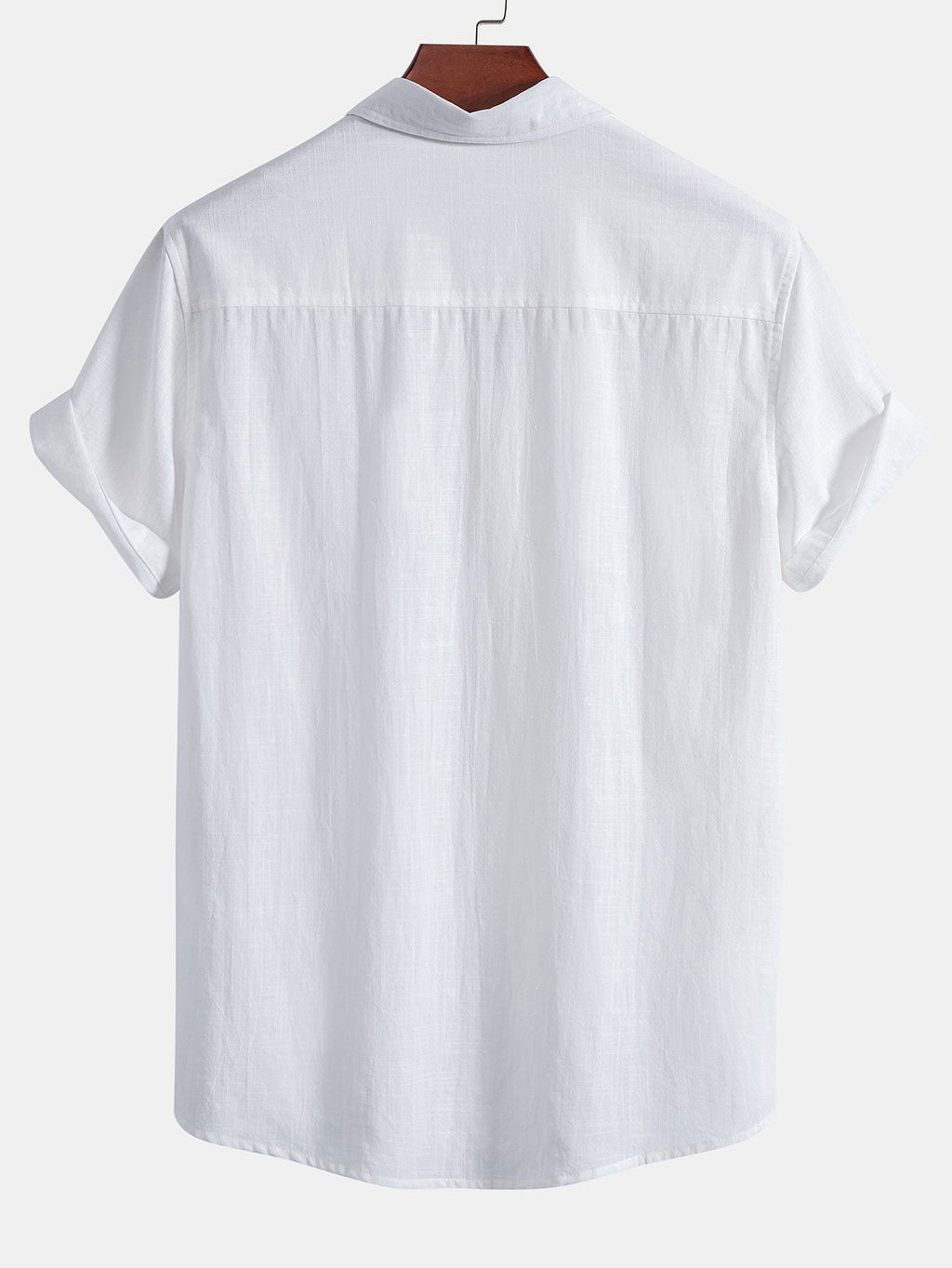 Camisa blanca de algodón tipo lino con caída y costuras traseras